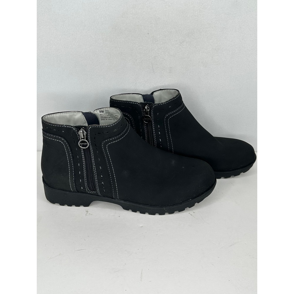 J Sport by Jambu Jenna Black Ankle Boots Memory Foam Minimalist Womens 8M